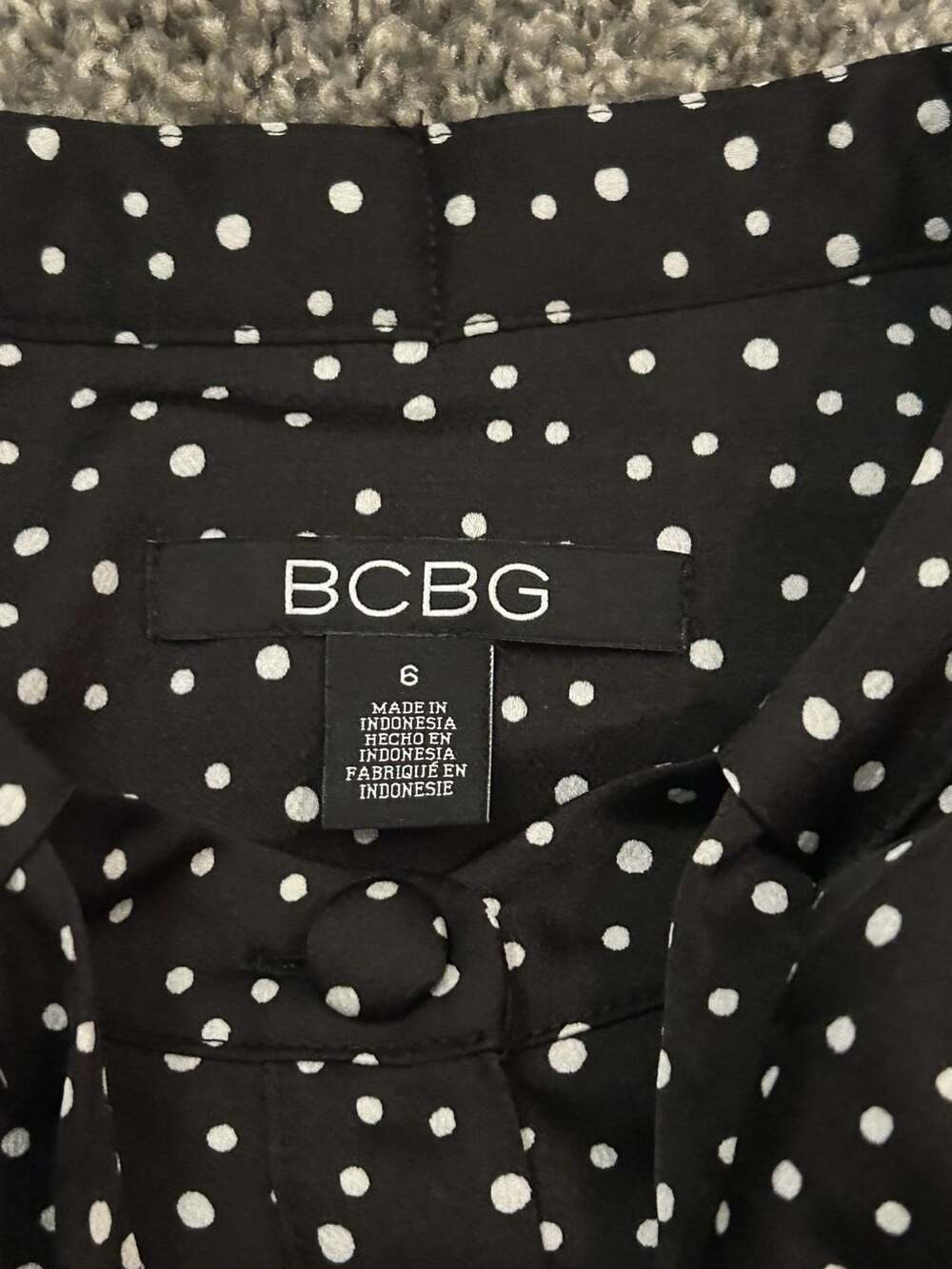 BCBG Polka Dot Long Sleeve Ruffle Hem Dress - Picture 3 of 5